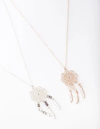 Mixed Metal Large Dreamcatcher Necklace Pack