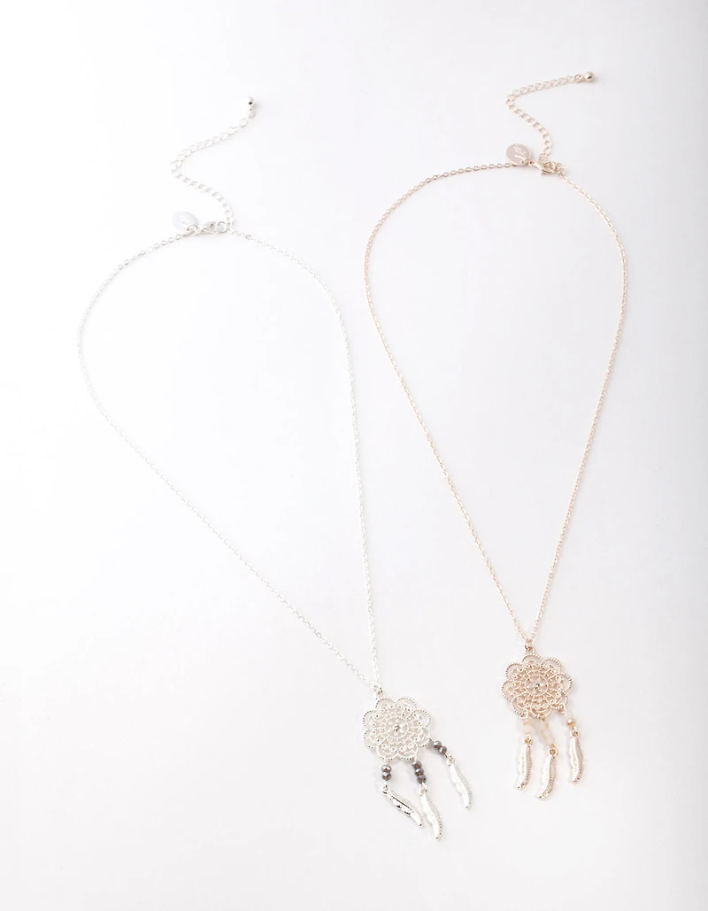 Mixed Metal Large Dreamcatcher Necklace Pack
