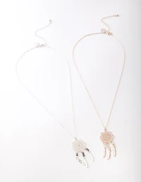 Mixed Metal Large Dreamcatcher Necklace Pack