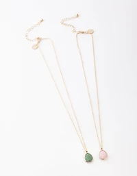 Gold Large Semi Precious Necklace Pack