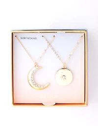Gold Moon & Star Diamante Necklace Pack