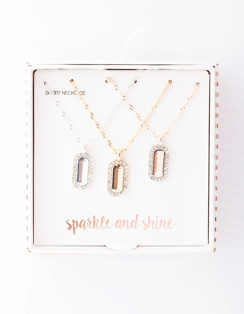 Paquet de colliers avec étiquettes Diamante en métal mixte