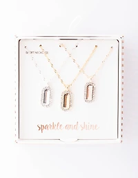 Paquet de colliers avec étiquettes Diamante en métal mixte