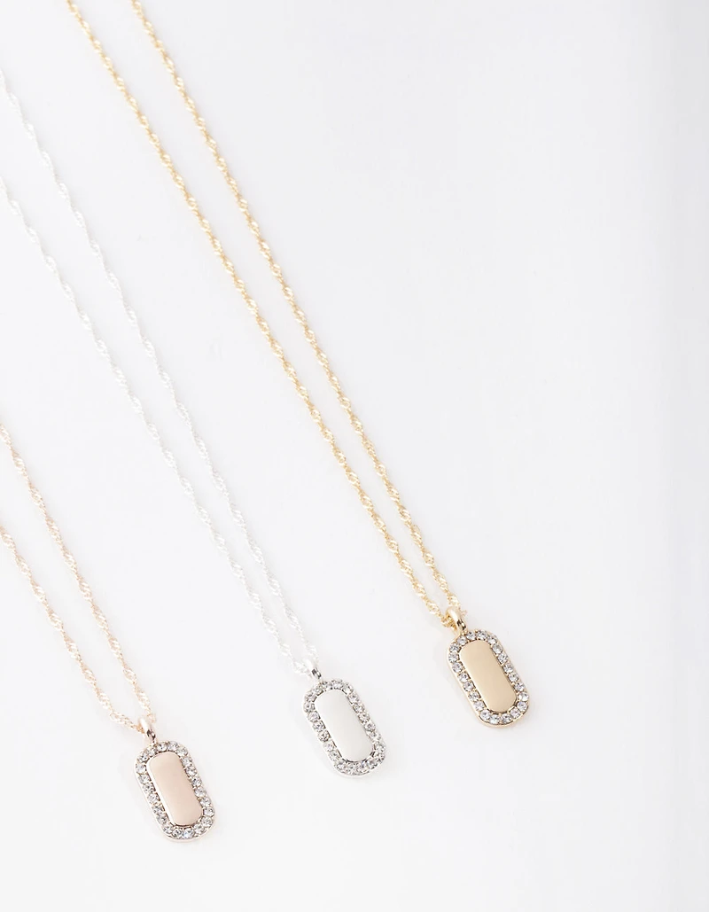 Paquet de colliers avec étiquettes Diamante en métal mixte