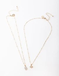 Gold Evil Eye & Hamsa Hand Necklace Pack