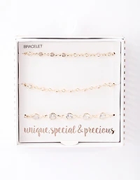 Gold Circle Diamante Bracelet Pack