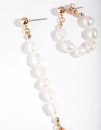 Gold Freshwater Pearl Loop Earring