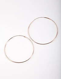 Rose Gold Plated Sterling Silver 50mm Plain Hoop Earrings