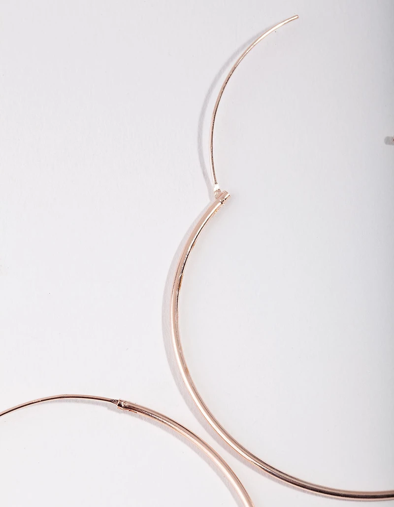 Rose Gold Plated Sterling Silver 50mm Plain Hoop Earrings