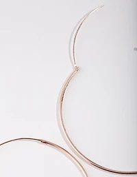 Rose Gold Plated Sterling Silver 50mm Plain Hoop Earrings