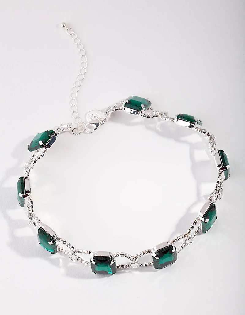 Silver Statement Emerald Choker