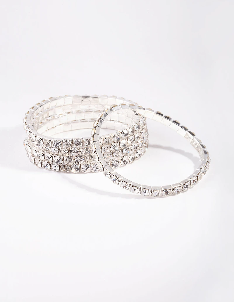 Silver Cup Chain Stretch Bracelets 5-Pack