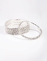 Silver Cup Chain Stretch Bracelets 5-Pack