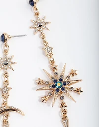 Midnight Gold Mismatch Celestial Earrings