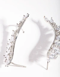 Silver Cubic Zirconia Marquise Crawler Earrings