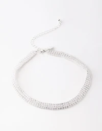 Silver Cubic Zirconia 3 Row Tennis Choker