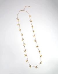 Gold Mini Flower Long Necklace