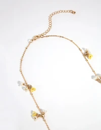 Gold Mini Flower Long Necklace