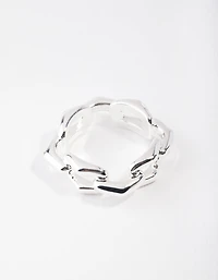 Silver Plated Rectangle Link Ring