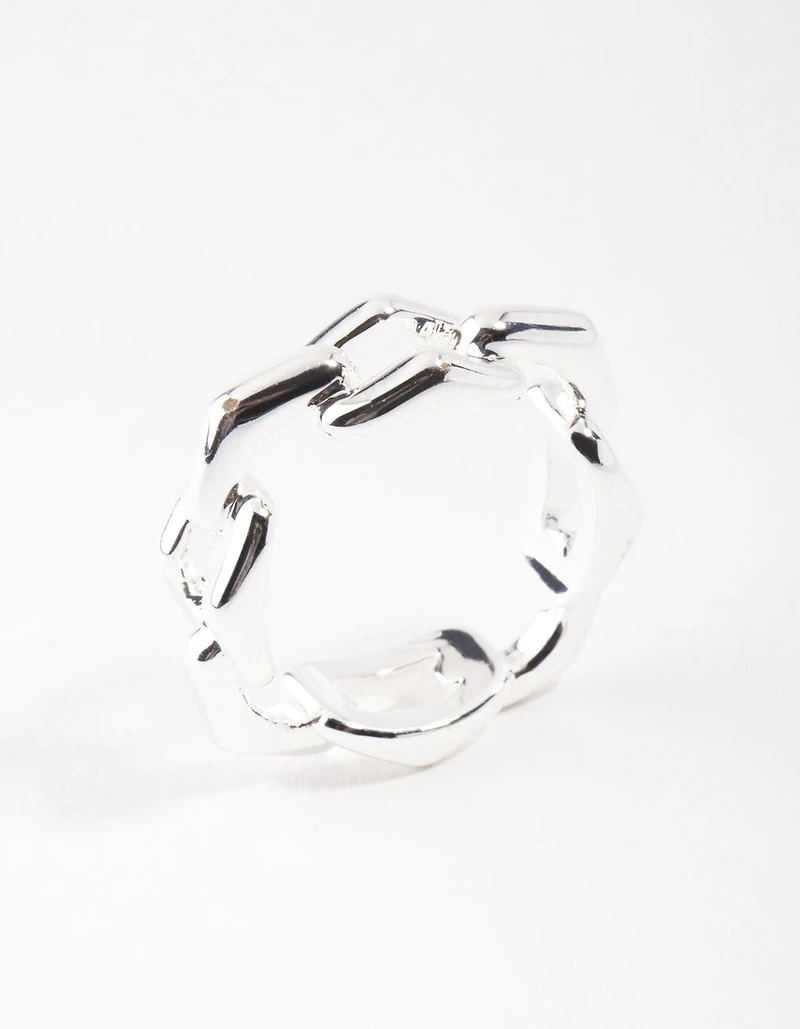 Silver Plated Rectangle Link Ring