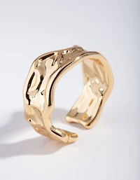 Gold Plated Molten Adjustable Ring