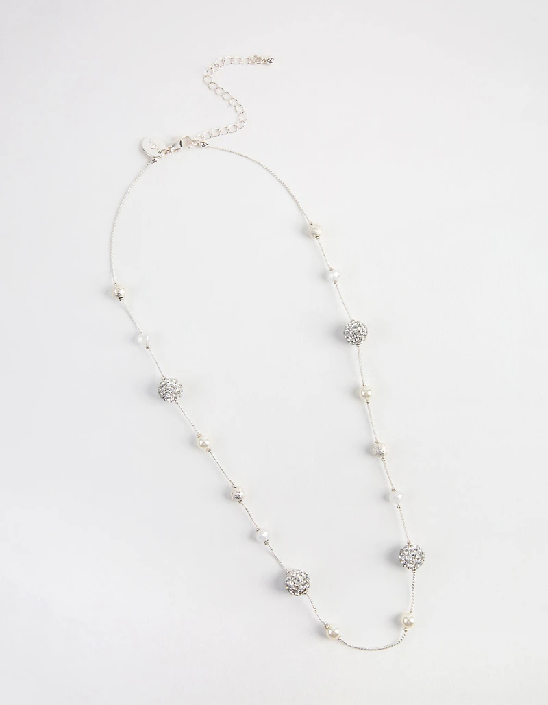Kids Silver Fireball Classic Bead Station Necklace