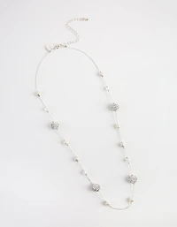 Kids Silver Fireball Classic Bead Station Necklace