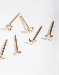 Gold Mixed Micro Motif Earrings