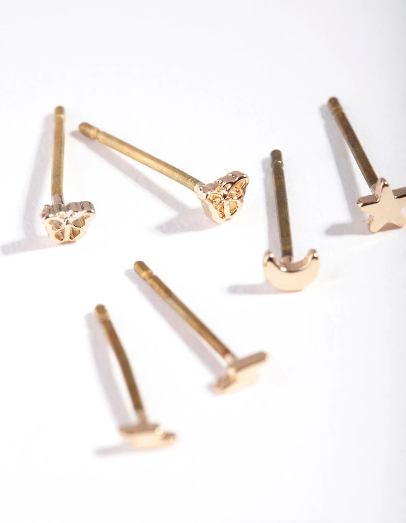 Gold Mixed Micro Motif Earrings
