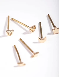 Gold Mixed Micro Motif Earrings
