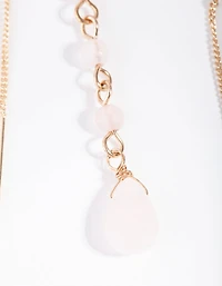 Gold Thread Through Station Drop Earrings