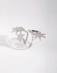Silver Cubic Zirconia Spiral Stars Ring