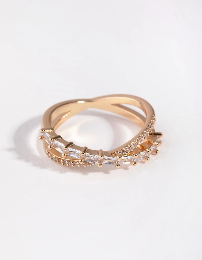 Gold Cubic Zirconia Orbit Band Ring