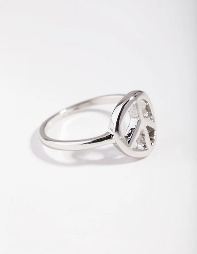 Silver Peace Sign Ring