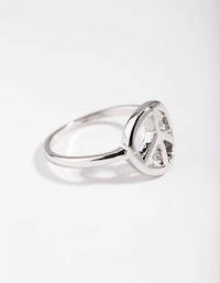 Silver Peace Sign Ring