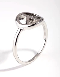 Silver Peace Sign Ring