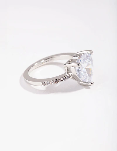 Silver Cubic Zirconia Heart Engagement Ring