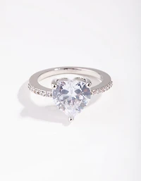 Silver Cubic Zirconia Heart Engagement Ring