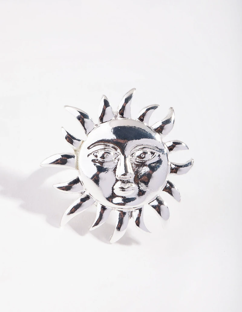 Silver Sun Face Ring