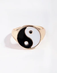 Gold Yin Yang Signet Ring