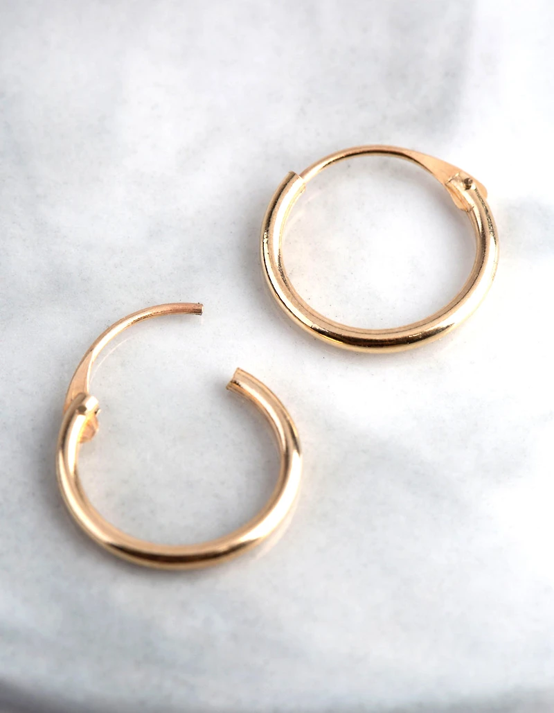 9ct Gold 11mm Fine Hoop Earrings