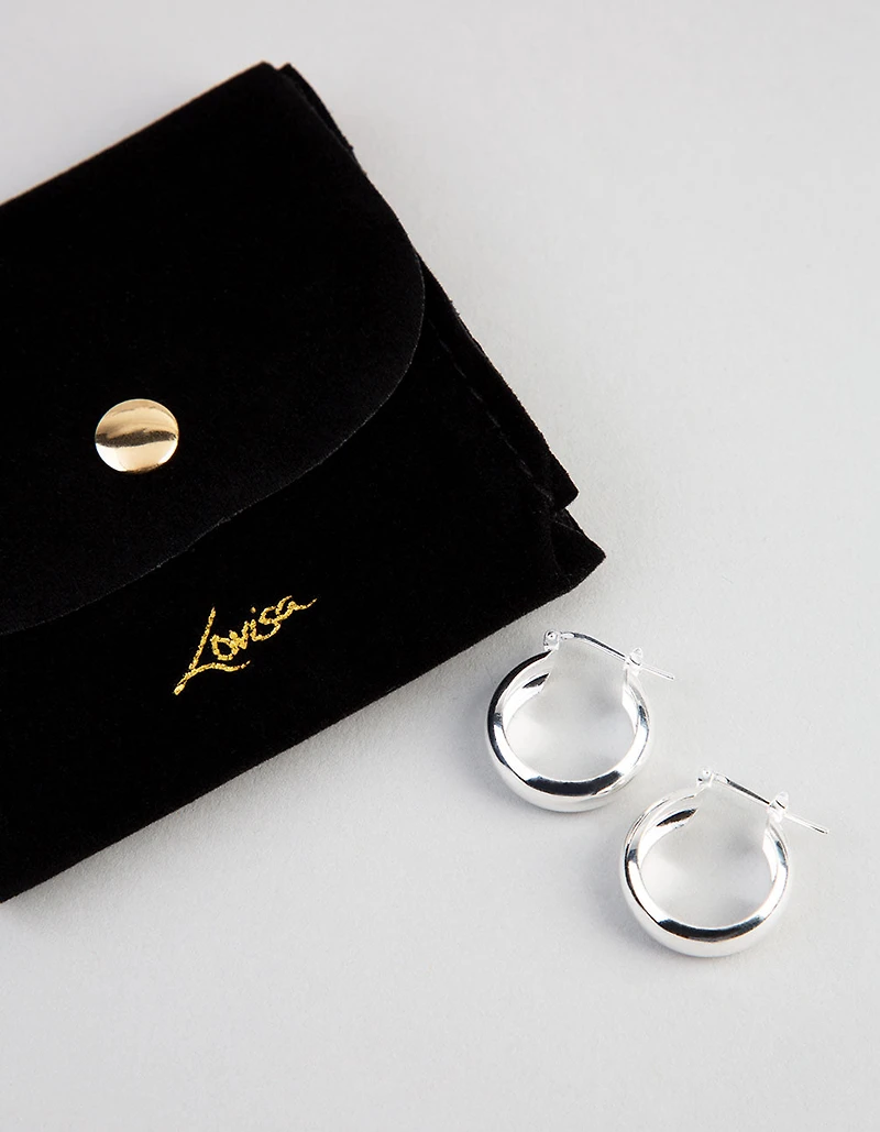 Sterling Silver Small Wide Hoop Earrings