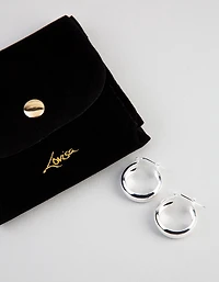 Sterling Silver Small Wide Hoop Earrings
