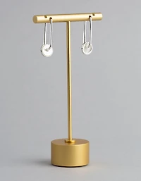 Sterling Silver Mother of Pearl Disc Drop Earrings