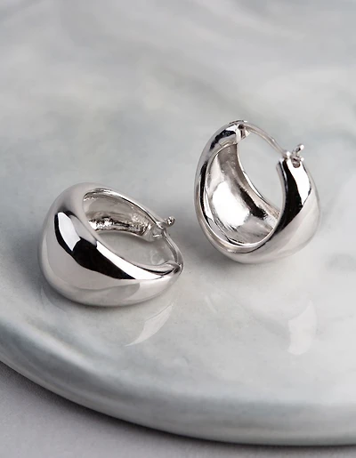 Sterling Silver Small Chubby Hoop Earrings
