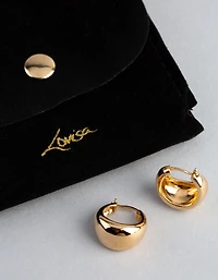 Gold Plated Sterling Silver Small Chubby Hoop Earrings