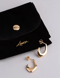 Gold Plated Sterling Silver Small Geo Open Hoop Earrings