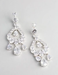 Silver Cubic Zirconia Statement Teardrop Earrings