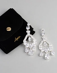 Silver Cubic Zirconia Statement Teardrop Earrings