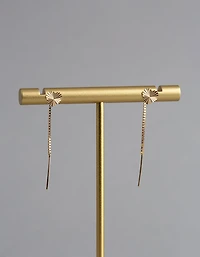 9ct Gold Diamond Cut Heart Box Chain Threader Earrings